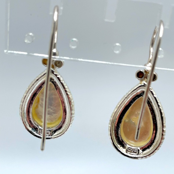 Sterling & Large Baroque Pearl Earrings - Picture 6 of 8